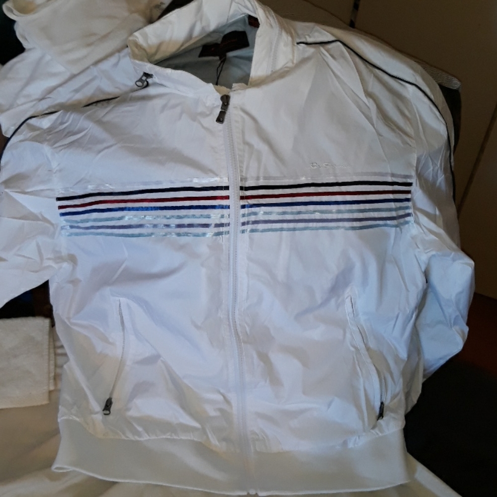 BEN SHERMAN Spring MULTI Color Strip Front Jacket.